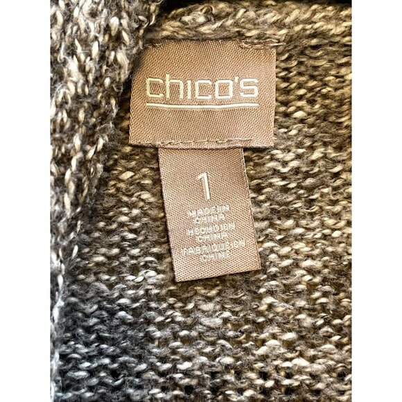 Chico's Ombre Knit Open front long Cardigan 1 tan/cream long sleeve collar soft - Picture 3 of 6